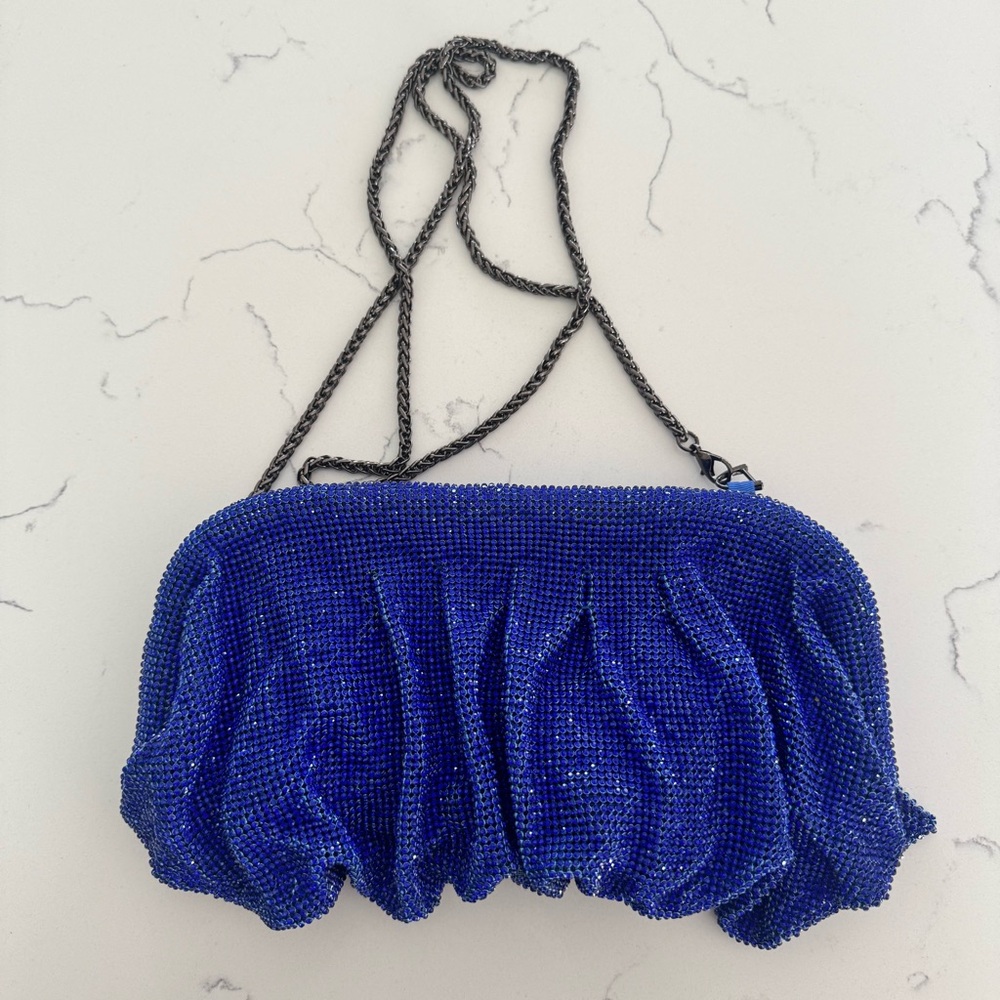 Urban Expressions Irina Blue Rhinestone Clutch Bag Glam Y2K Evening Crossbody